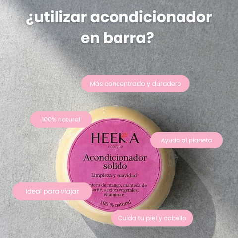 Acondicionador sólido HEEKA con pantenol y colageno.