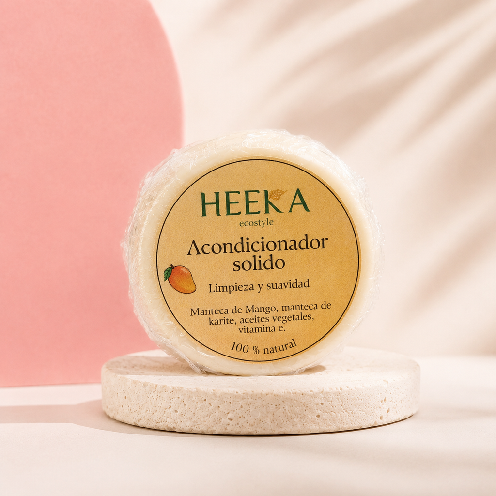Acondicionador sólido HEEKA con pantenol y colageno.